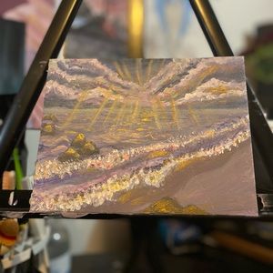 Carefully hand-painted acrylic painting, small size, sea art.